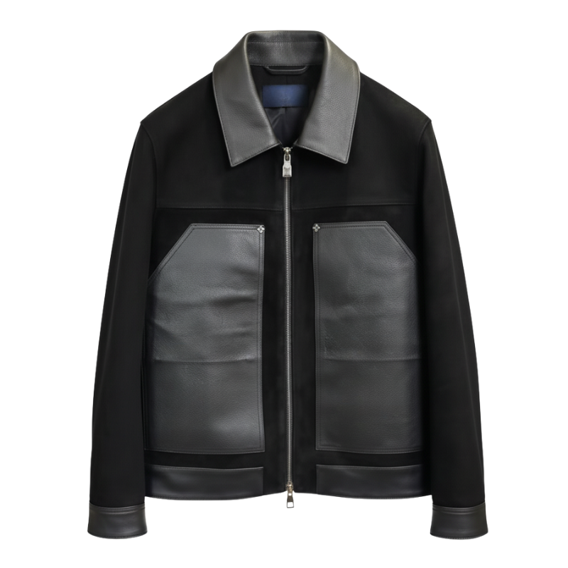 Midnight Dual Tone Leather Bomber Jacket