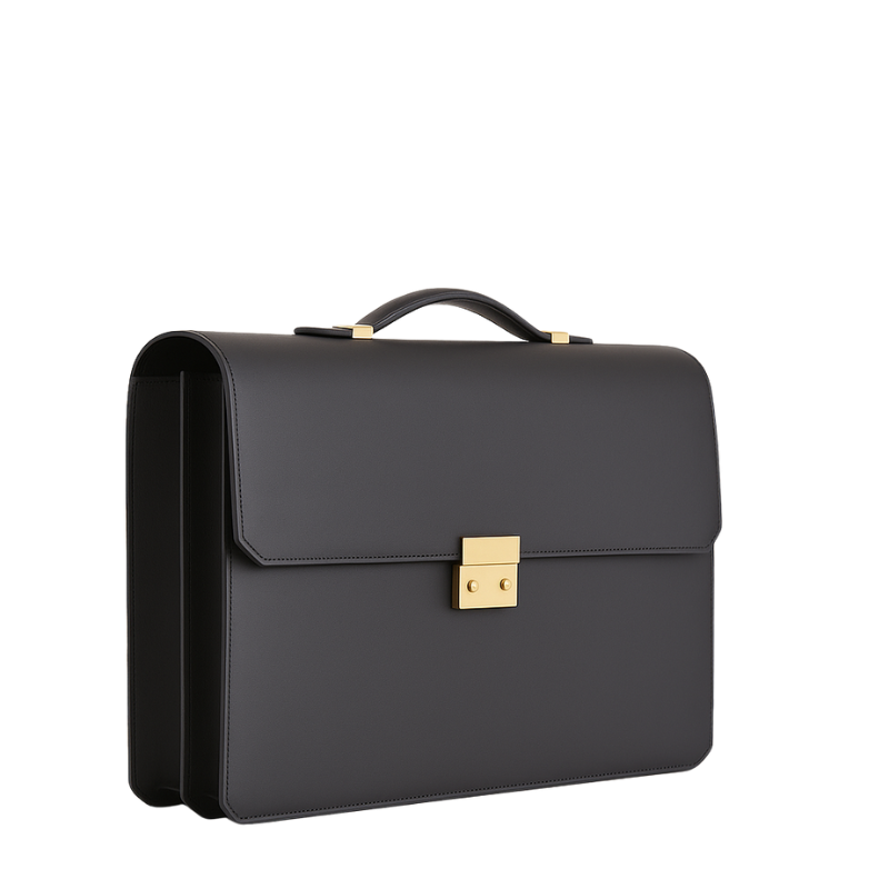 Men's Double Compartment Black Classy  Briefcase