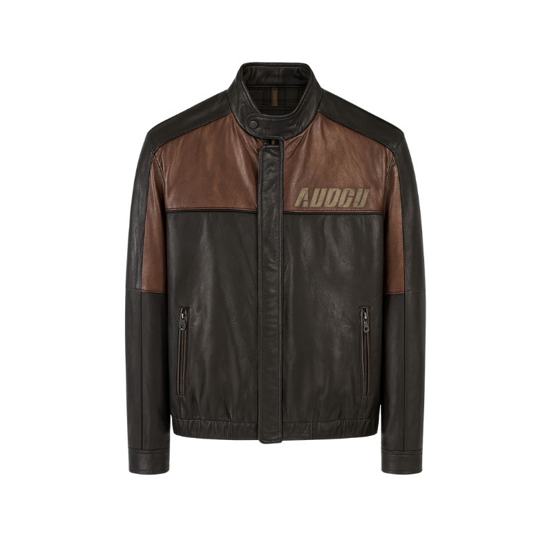 Classic Bold Dual tone Zip front Casual Biker Jacket