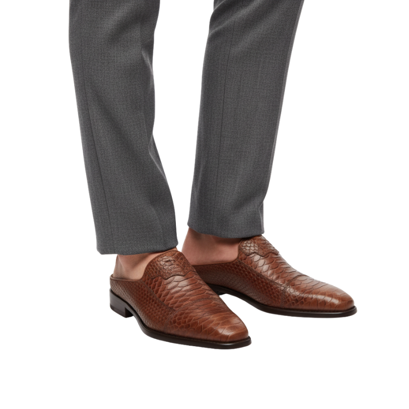 Python Crest Luxe Leather Mules