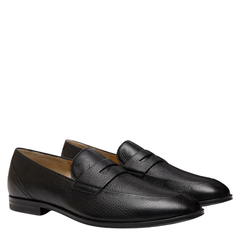 Classic Blue Penny Loafer with Textured Leather