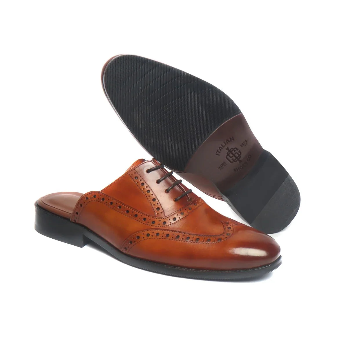 LACE-UP LEATHER MULES