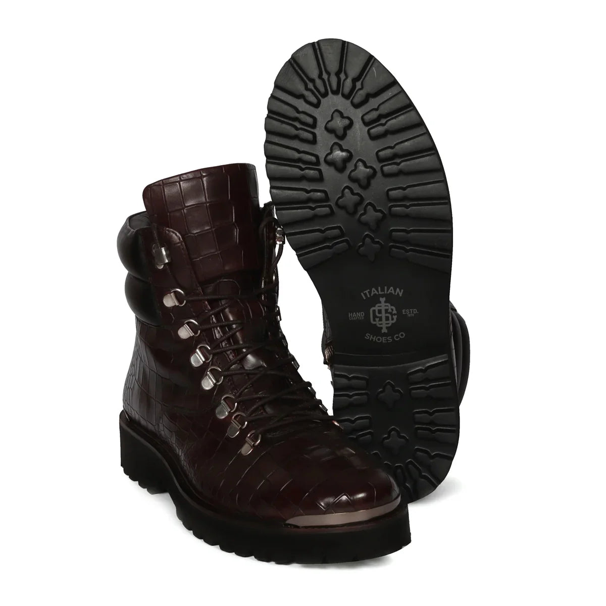 DARK BROWN CHUNKY BOOT WITH DEEP CUT LEATHER