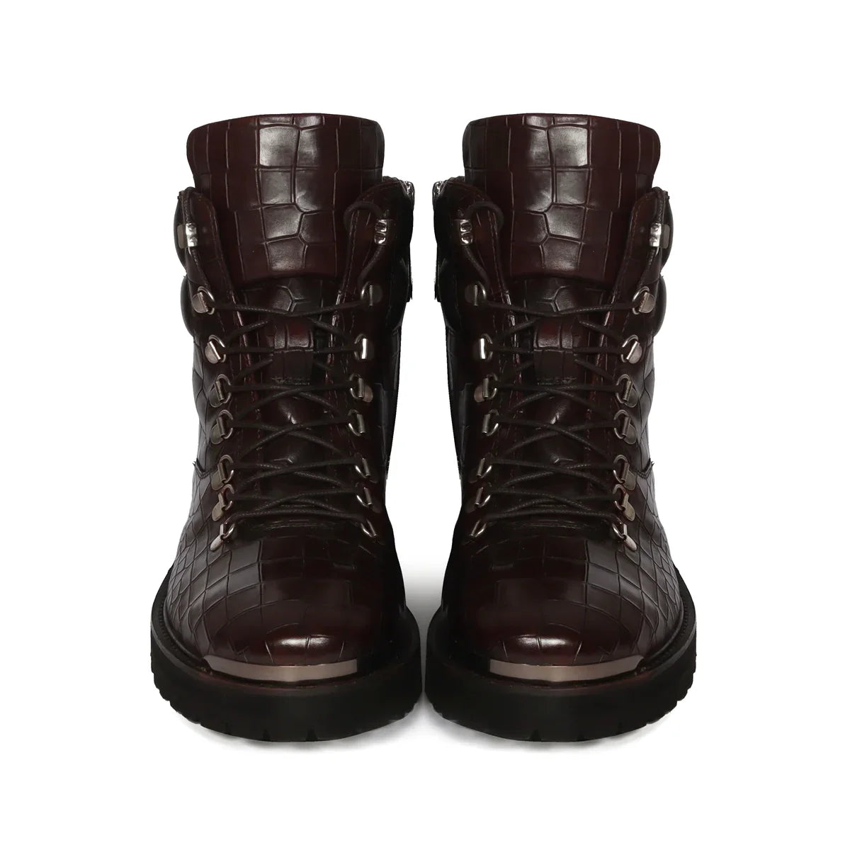 DARK BROWN CHUNKY BOOT WITH DEEP CUT LEATHER