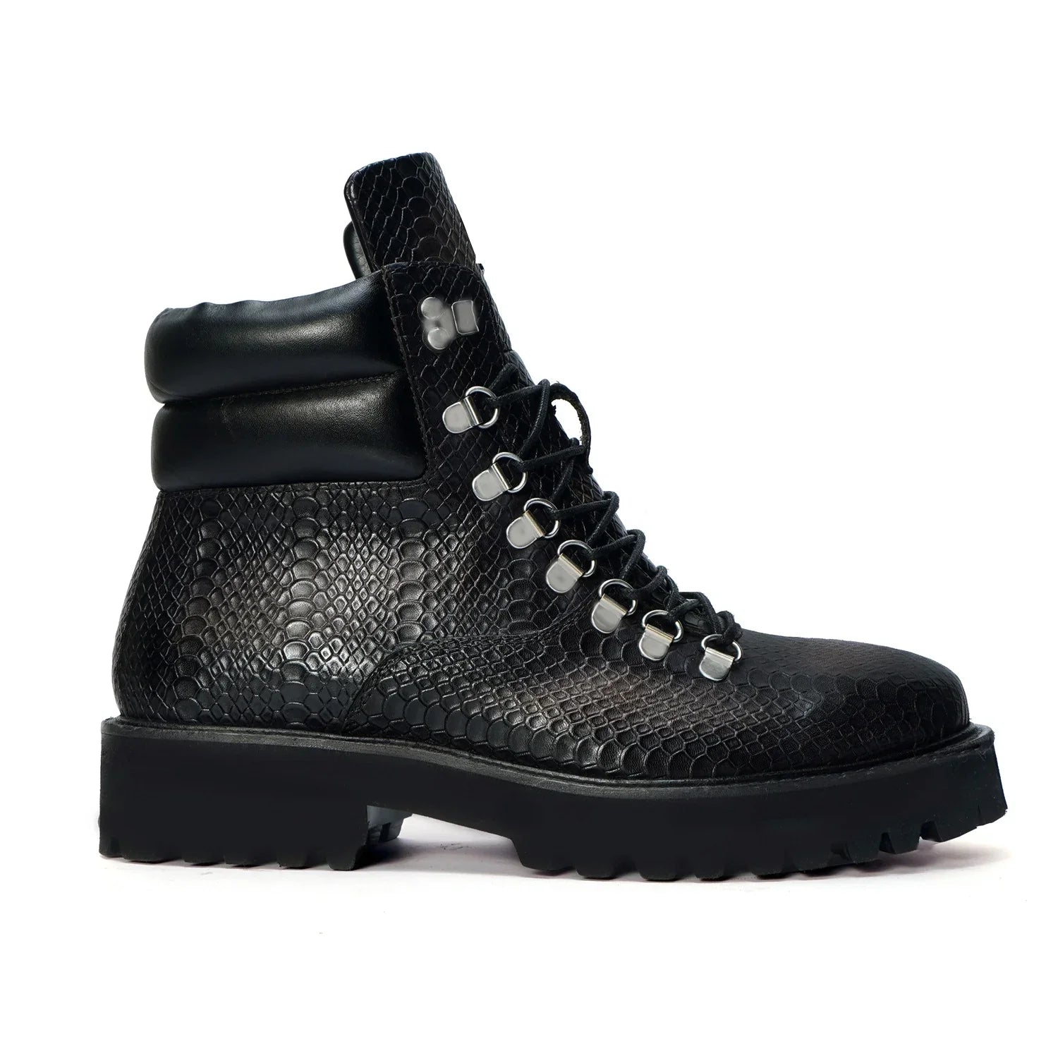 SNAKE SKIN TEXTURED CHUNKY BOOT
