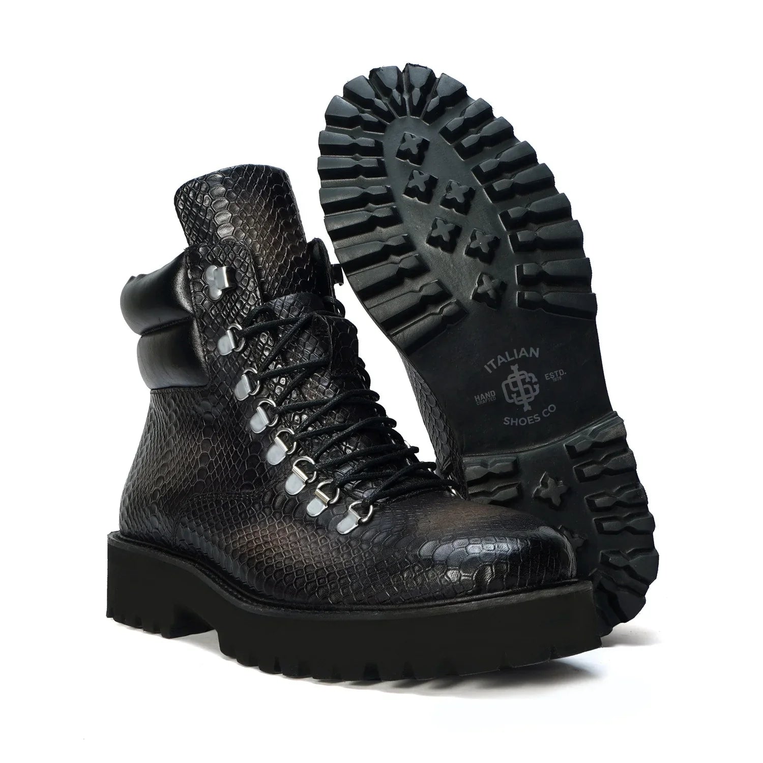 SNAKE SKIN TEXTURED CHUNKY BOOT