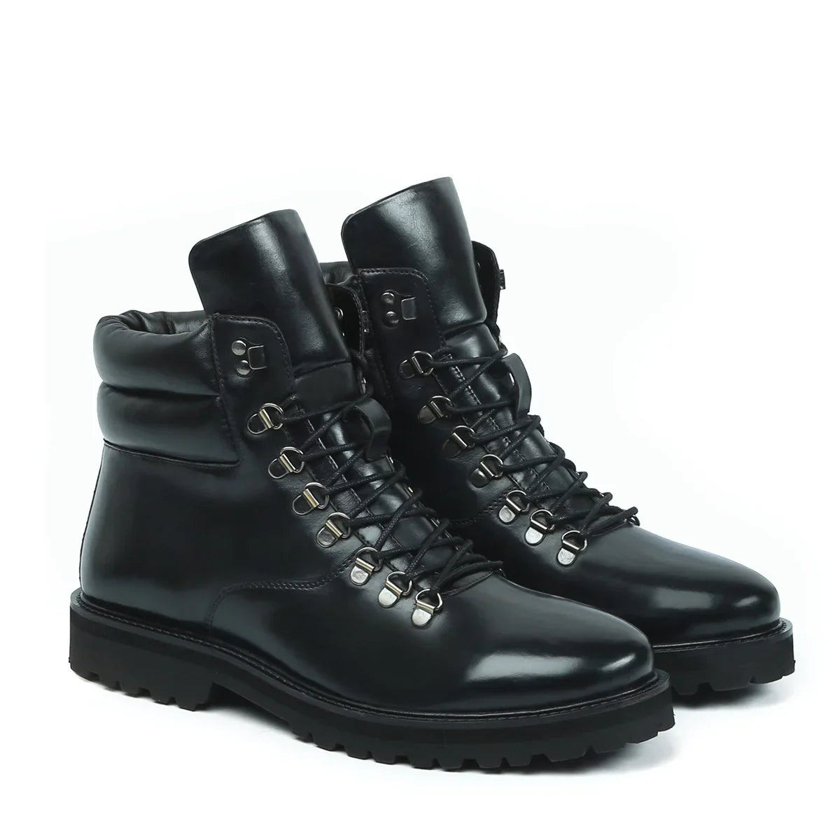 Black Biker Boots With Lace-up Closure