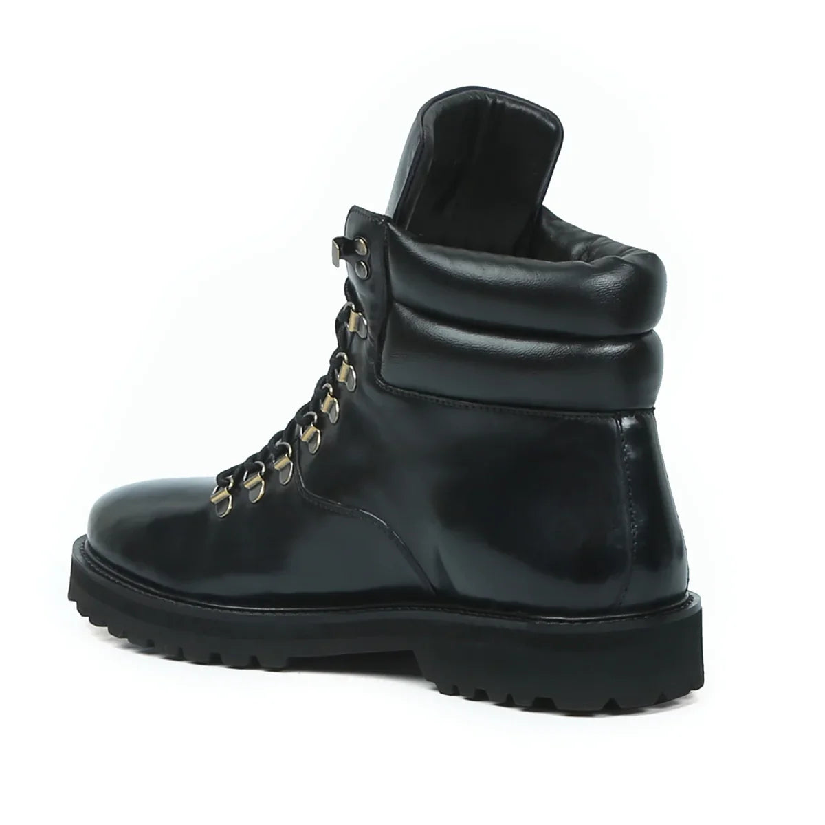 Black Biker Boots With Lace-up Closure