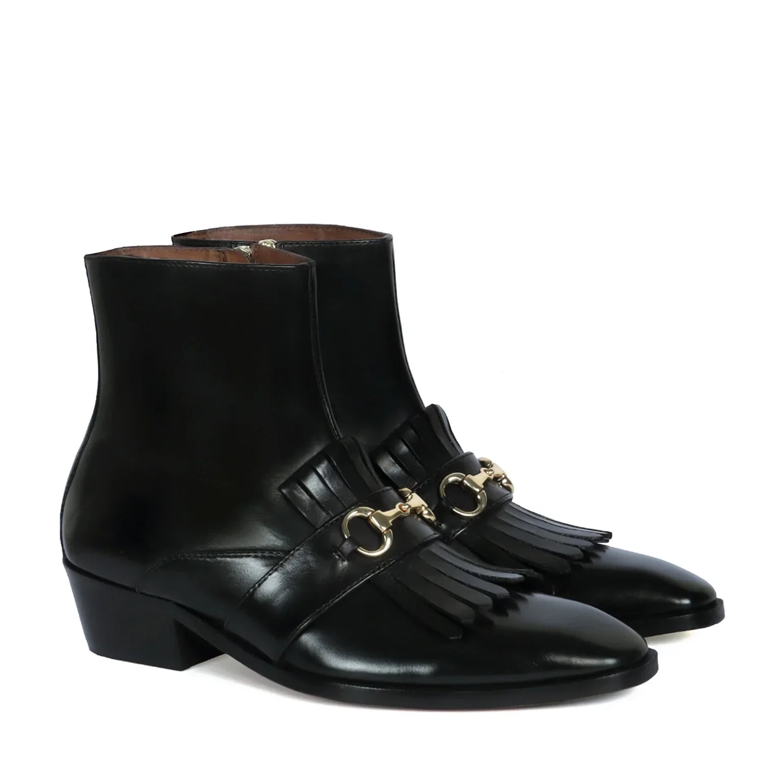 CUBAN HEEL MEN BOOTS WITH BLACK SLEEK TOE