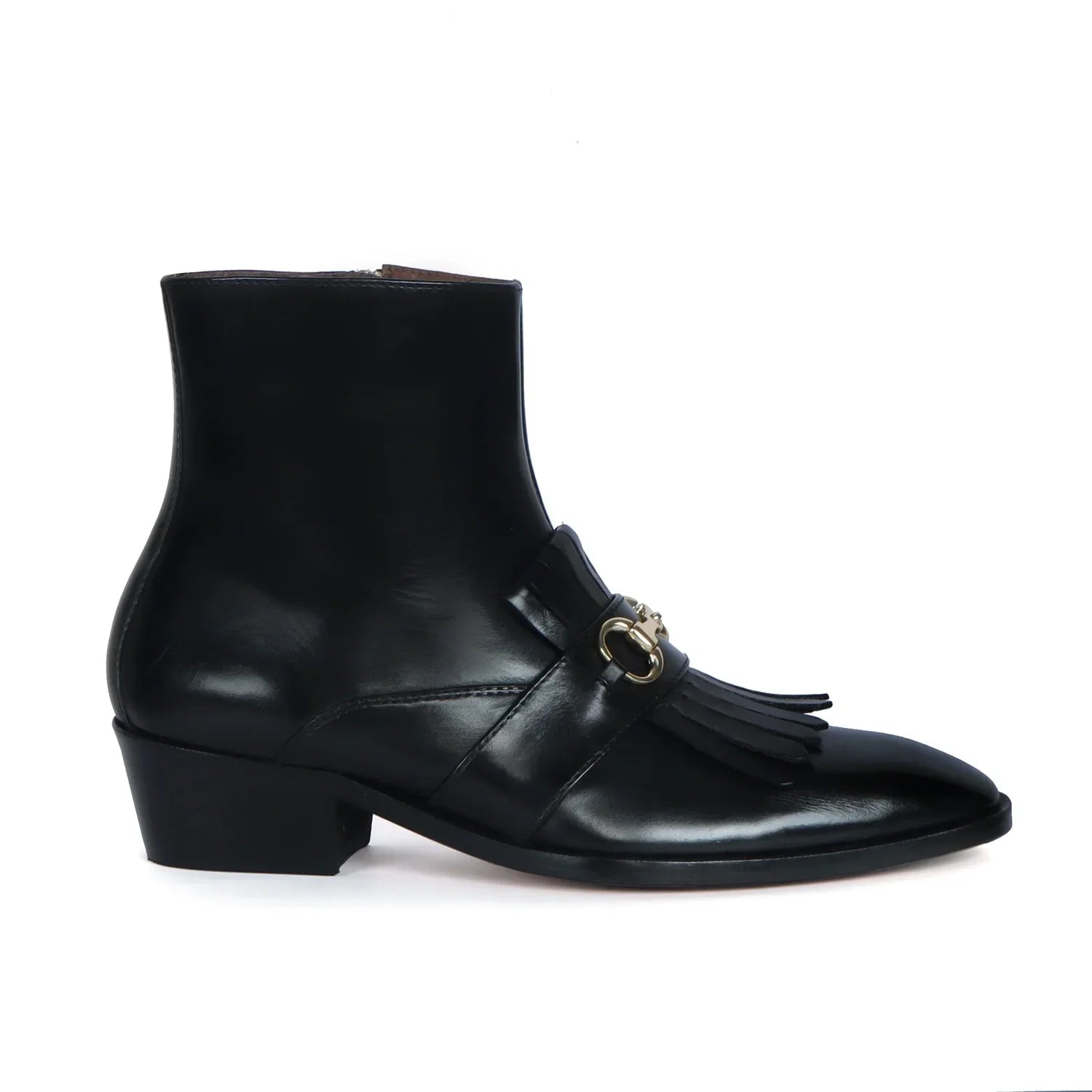 CUBAN HEEL MEN BOOTS WITH BLACK SLEEK TOE