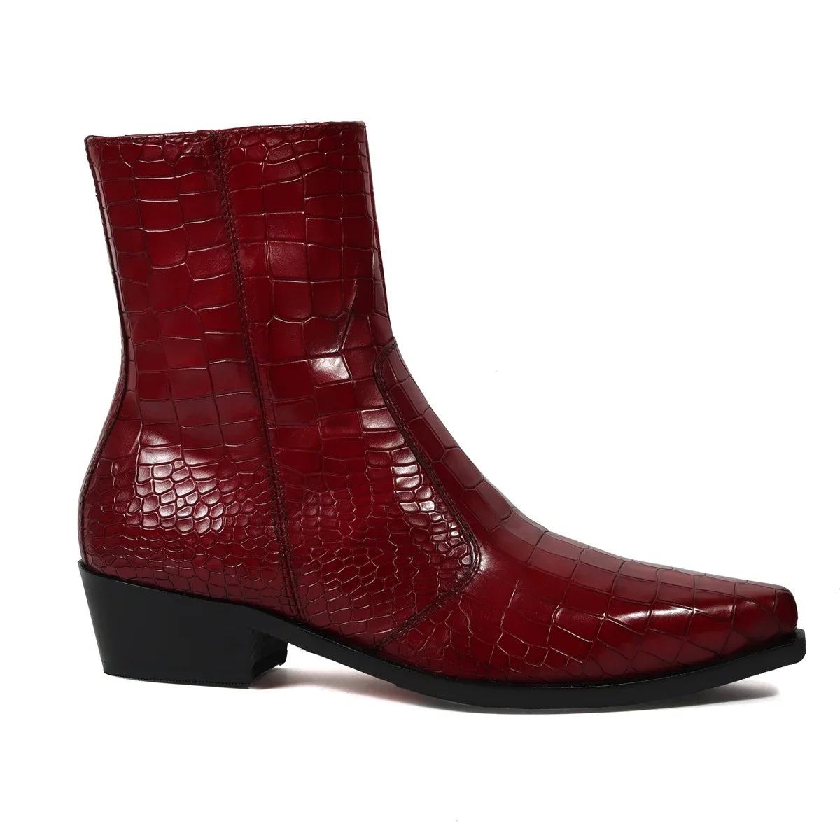 COWBOY DEEP CUT CROCO WINE LEATHER BOOT