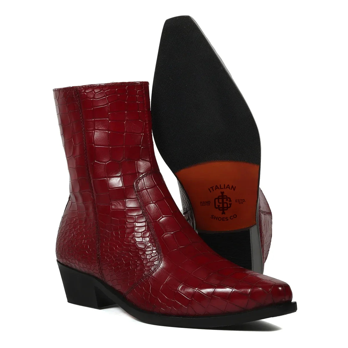 COWBOY DEEP CUT CROCO WINE LEATHER BOOT