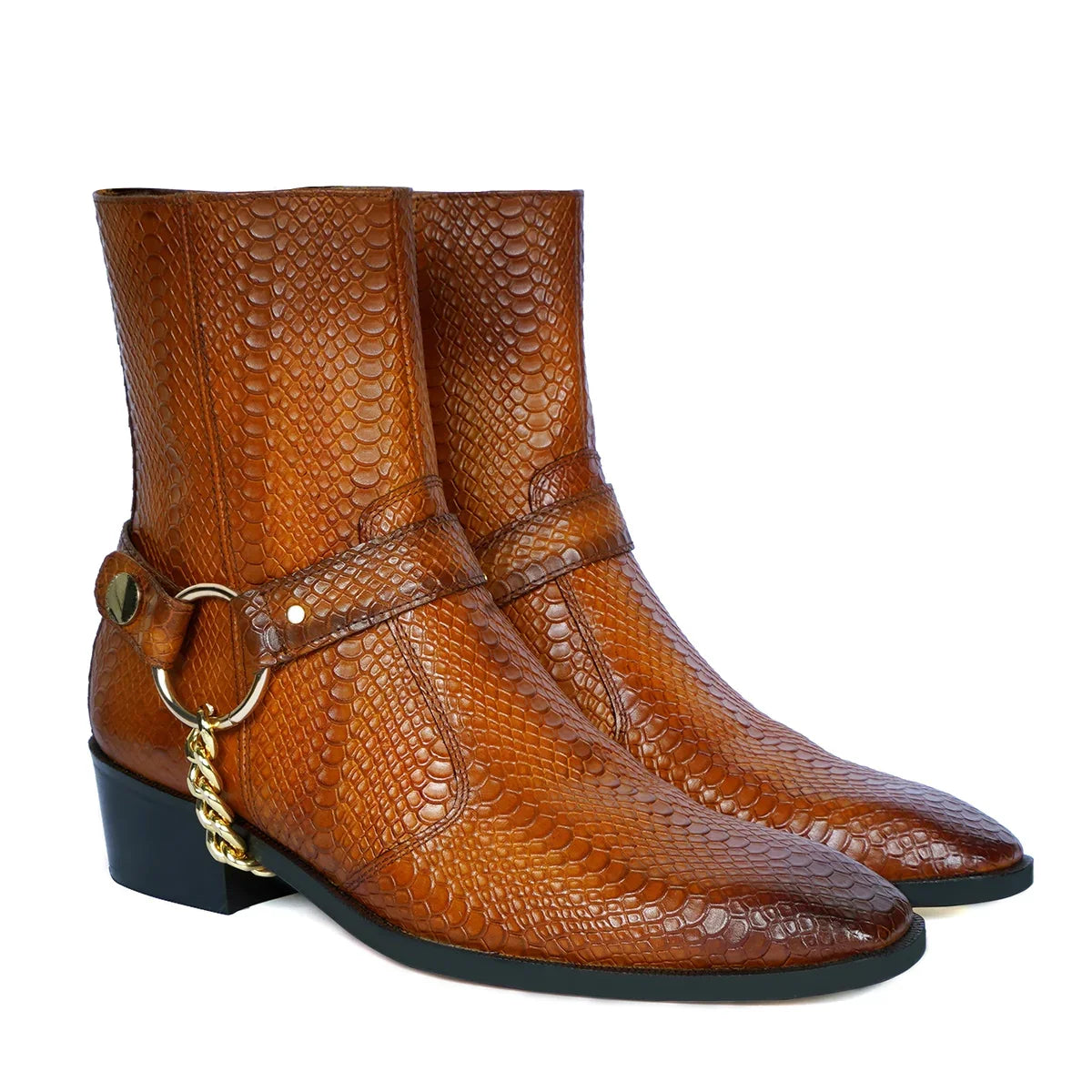 SNAKE SKIN TAN LEATHER BOOT