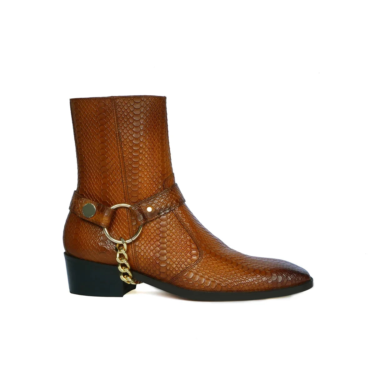 SNAKE SKIN TAN LEATHER BOOT