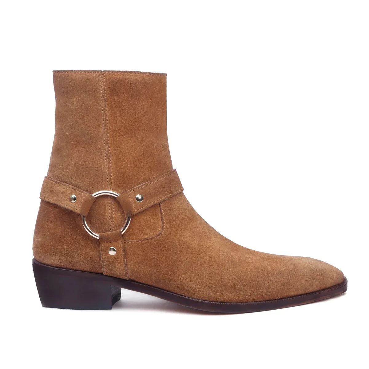 SIDE ZIP BROWN  BOOTS  IN SUEDE LEATHER