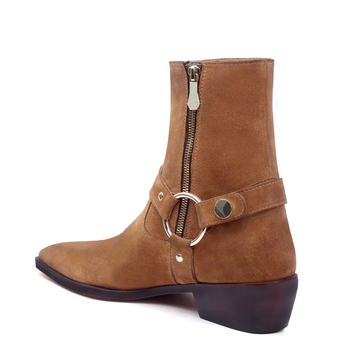 SIDE ZIP BROWN  BOOTS  IN SUEDE LEATHER