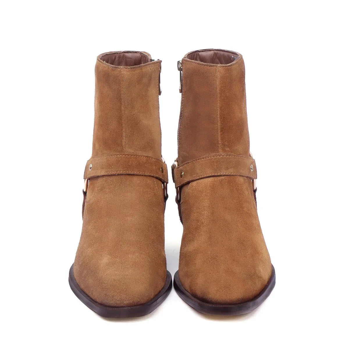 SIDE ZIP BROWN  BOOTS  IN SUEDE LEATHER