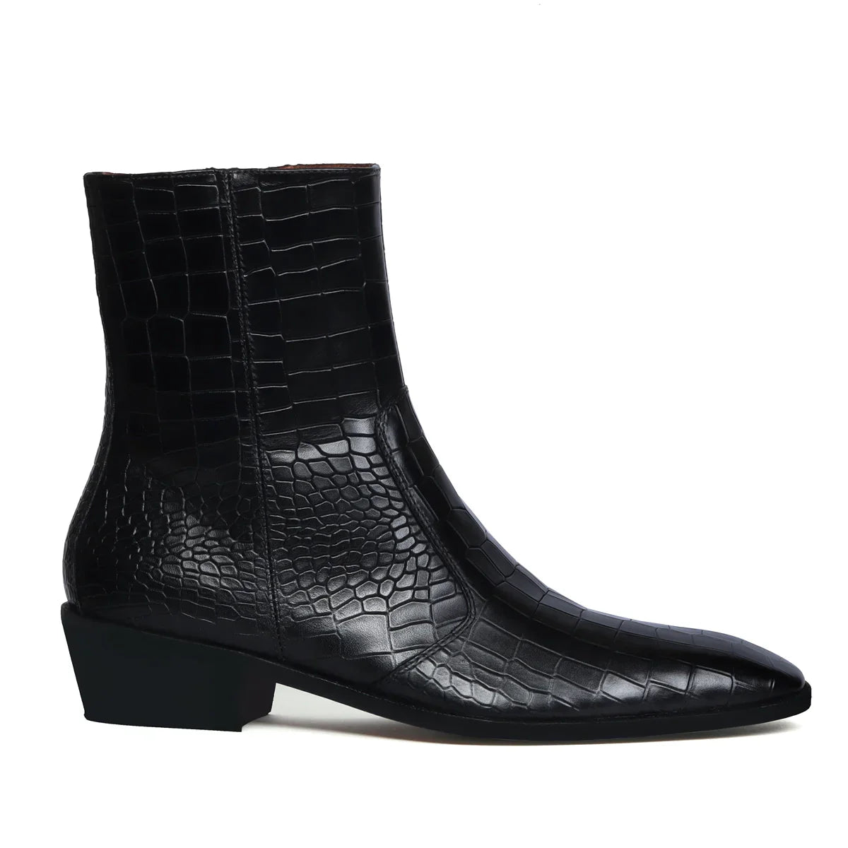 Black Chelsea Boots With Cuban Heel Zip Closure