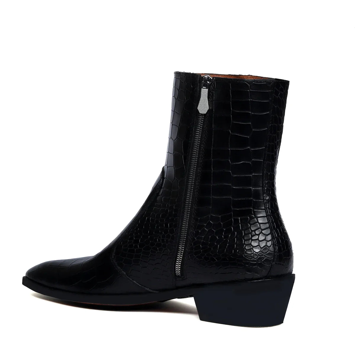 Black Chelsea Boots With Cuban Heel Zip Closure