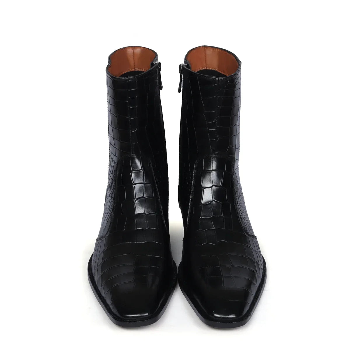 Black Chelsea Boots With Cuban Heel Zip Closure