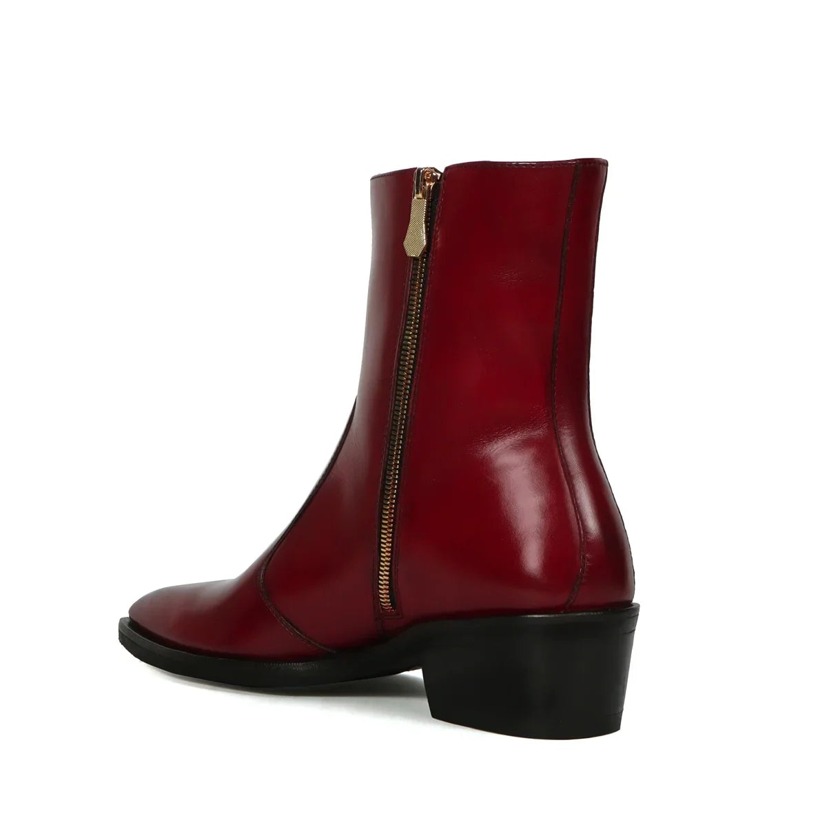 Cuban Chelsea Boots in Wine Genuine Leather with Zip Closure