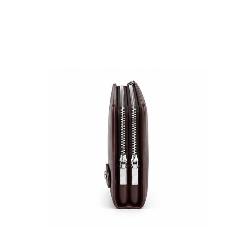 Verona Double-Zip Leather Clutch