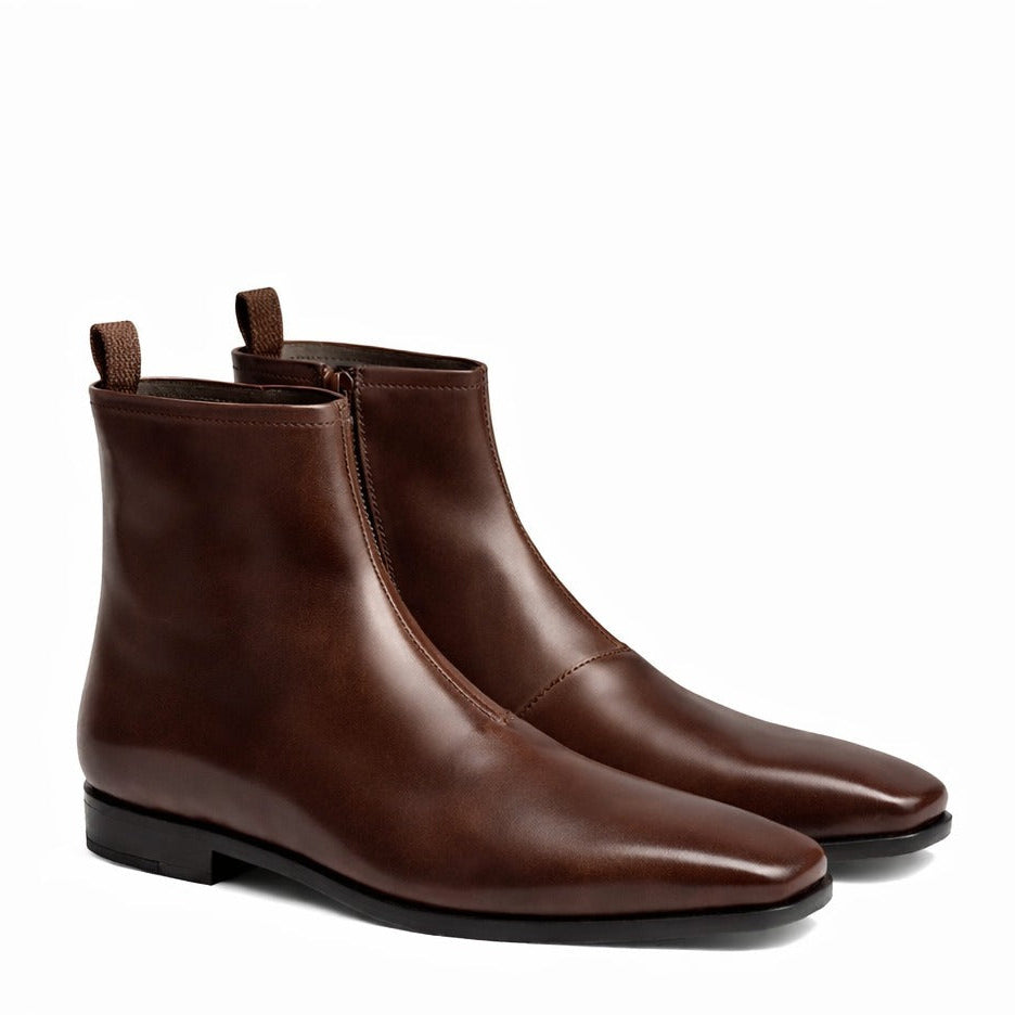 Chelsea  Leather Zip-up Ankle Boots