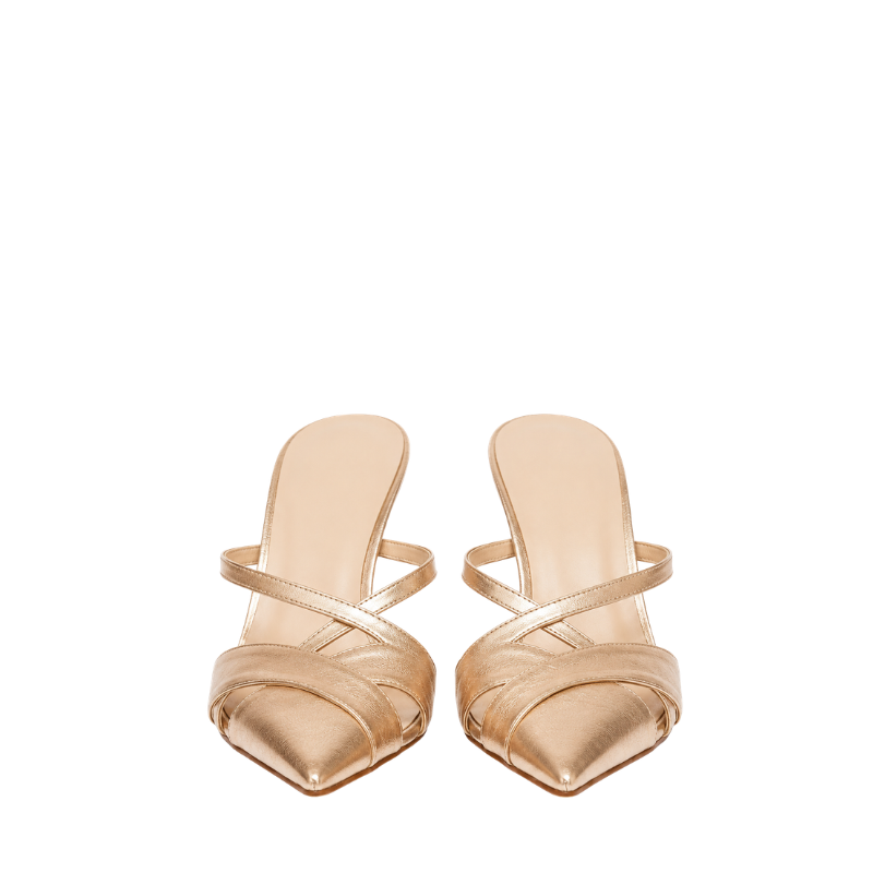Women's Rose Gold Cross-Strap Stiletto Heel