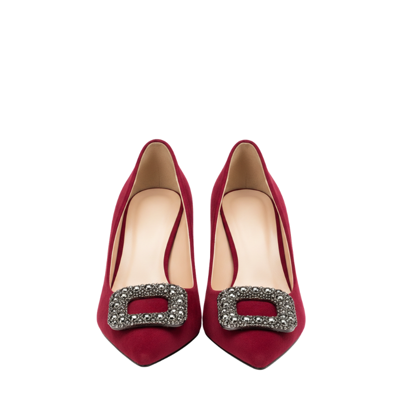 Women's Ruby Crystal Buckle Stiletto Pump Heels