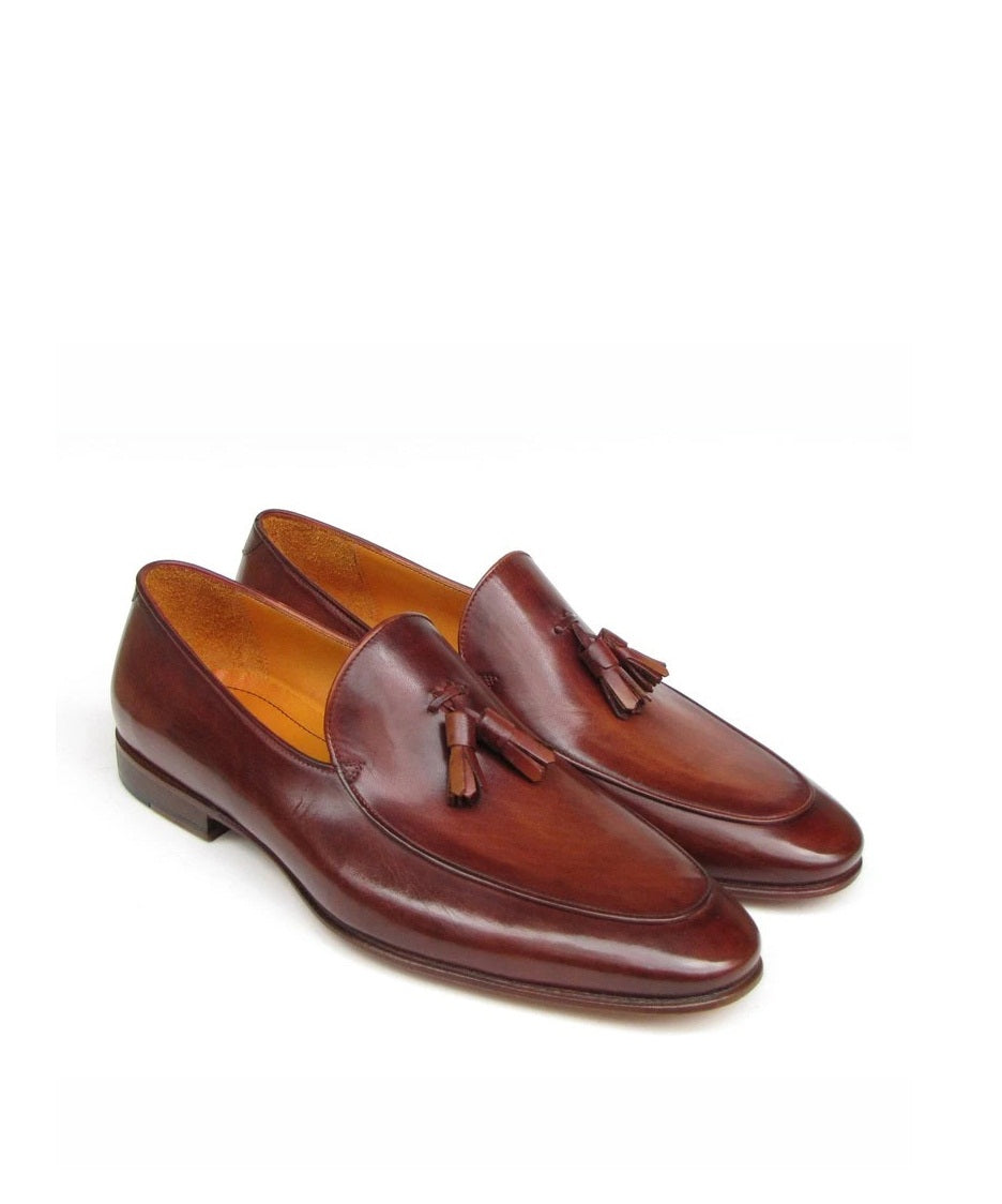 GianRos Brown Hand Painted Tassel Loafer