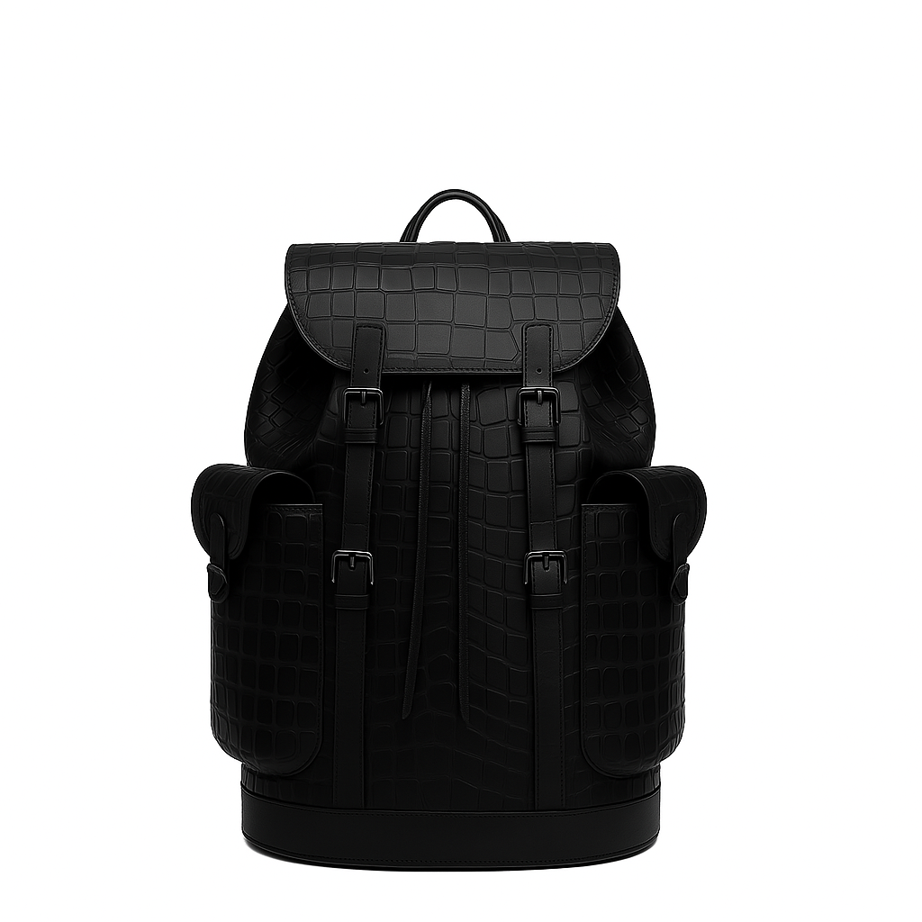 Luxury Burgundy Croco Leather Backpack