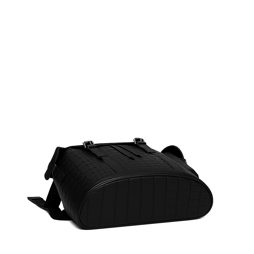 Luxury Black Croco Leather Backpack