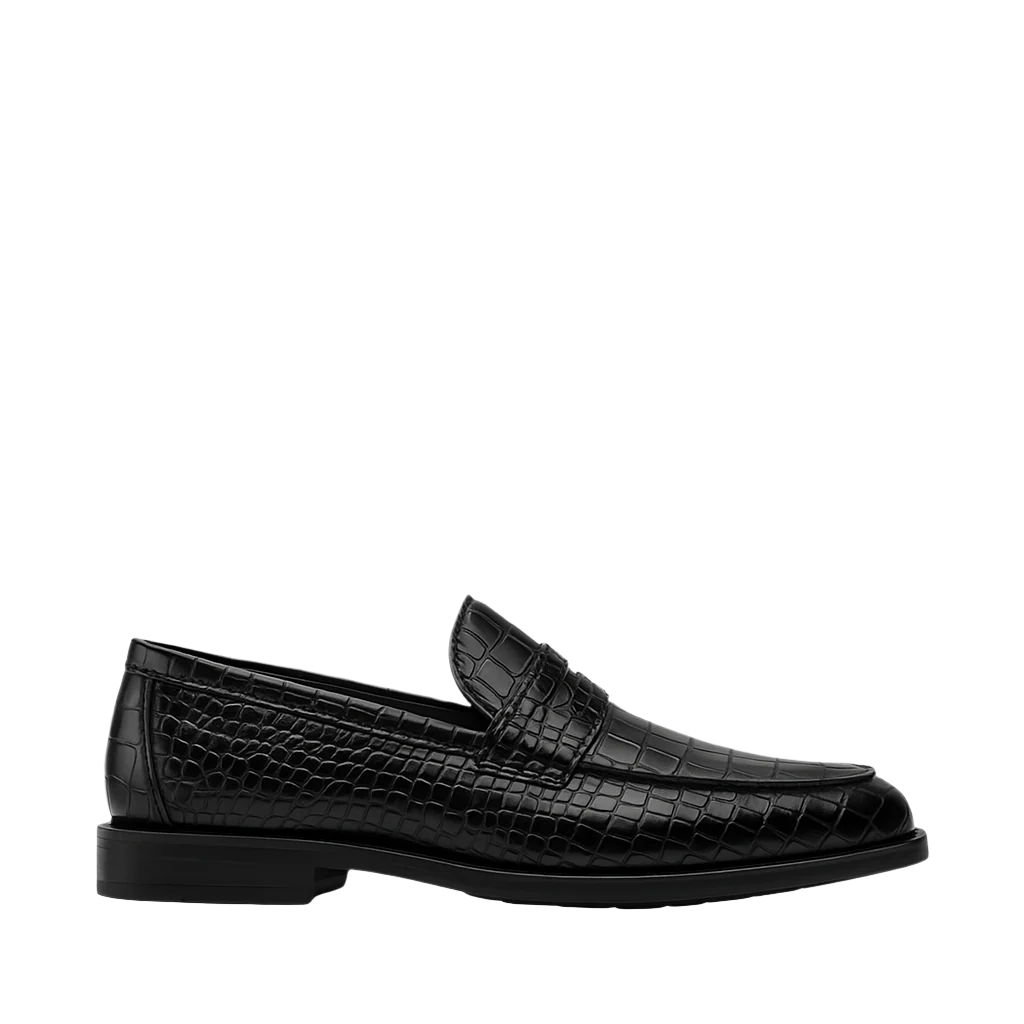 Croco Leather Printed Loafers