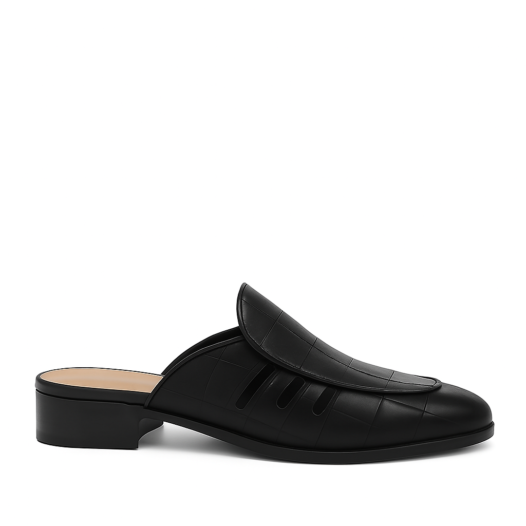 Stylish Croco Leather Mule Tan