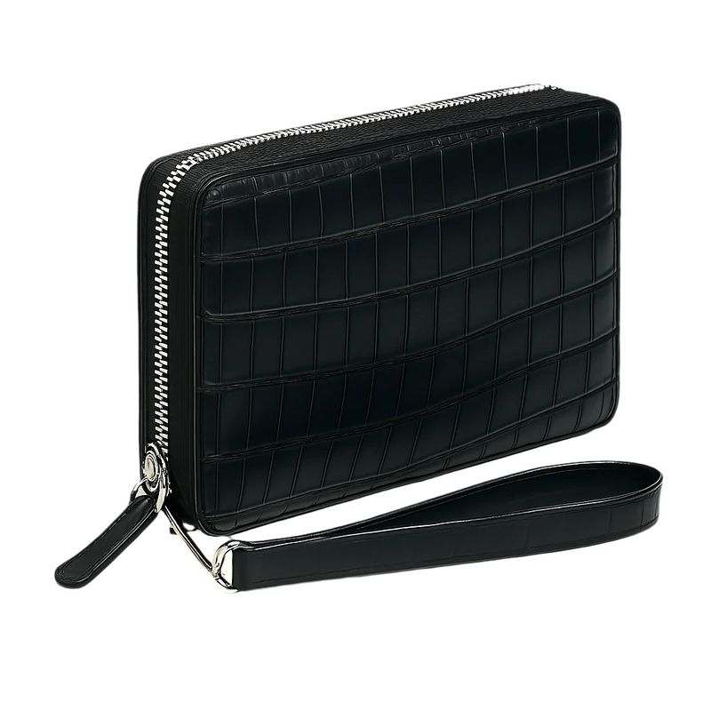 Croco Textured Around Zip Wallet