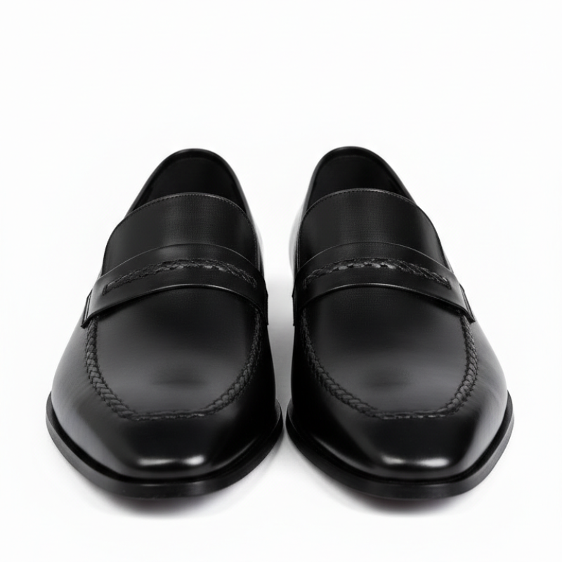 Italian Classic Noir Saddle Penny Loafers