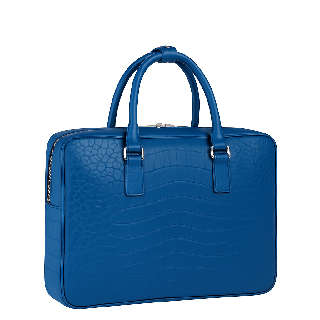 Italian Croco Leather Textured Briefcase Brown Edition