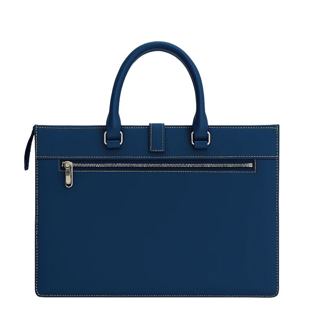 Stylish Italian Blue Leather Briefcase Bag