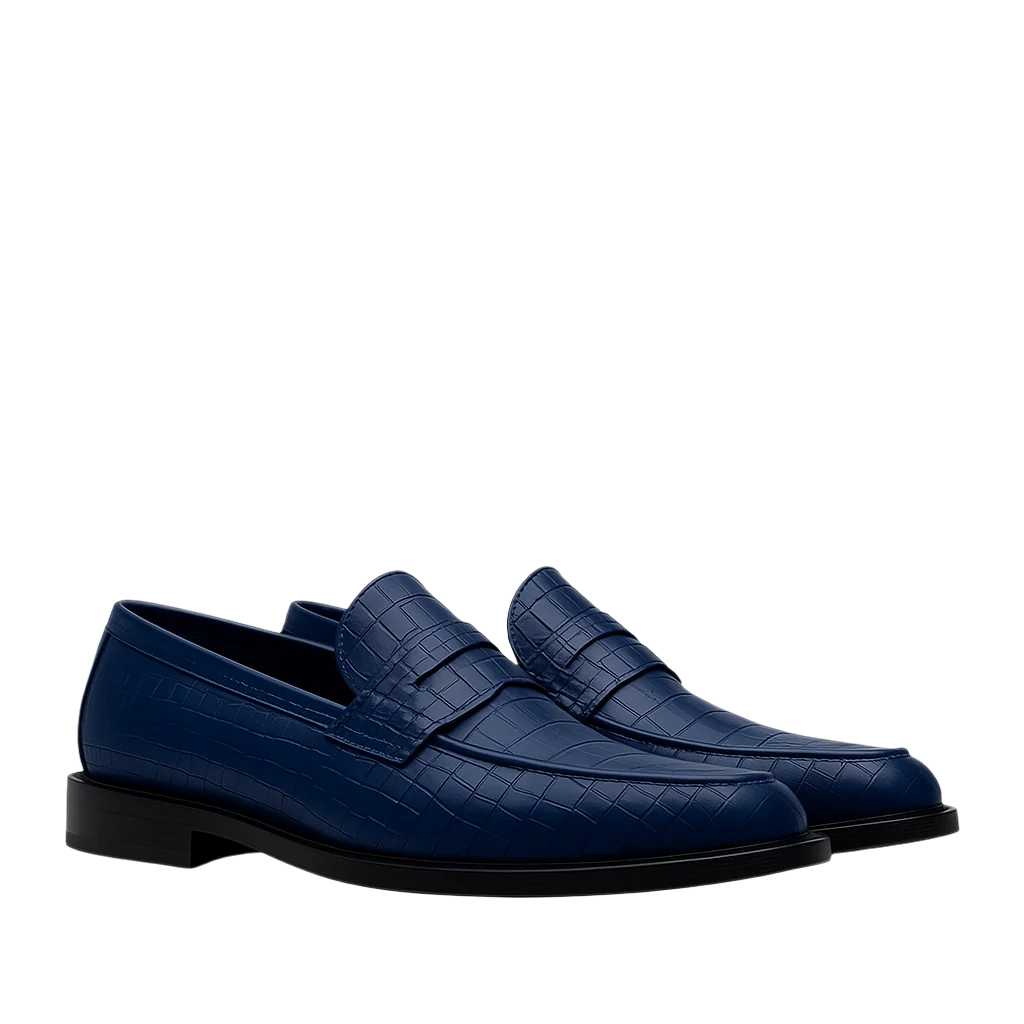 Croco Leather Printed Loafers