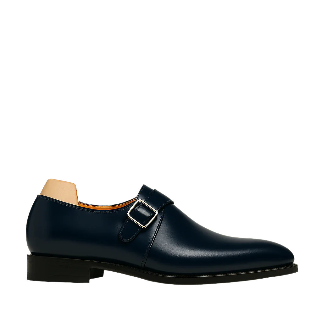 Classic Blue Monk Strap Leather Shoe