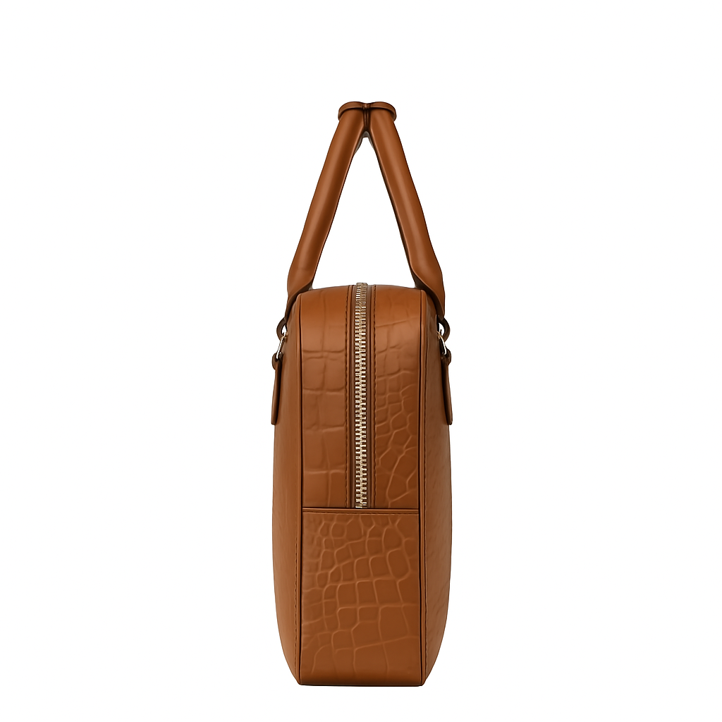 Italian Croco Leather Textured Briefcase Brown Edition