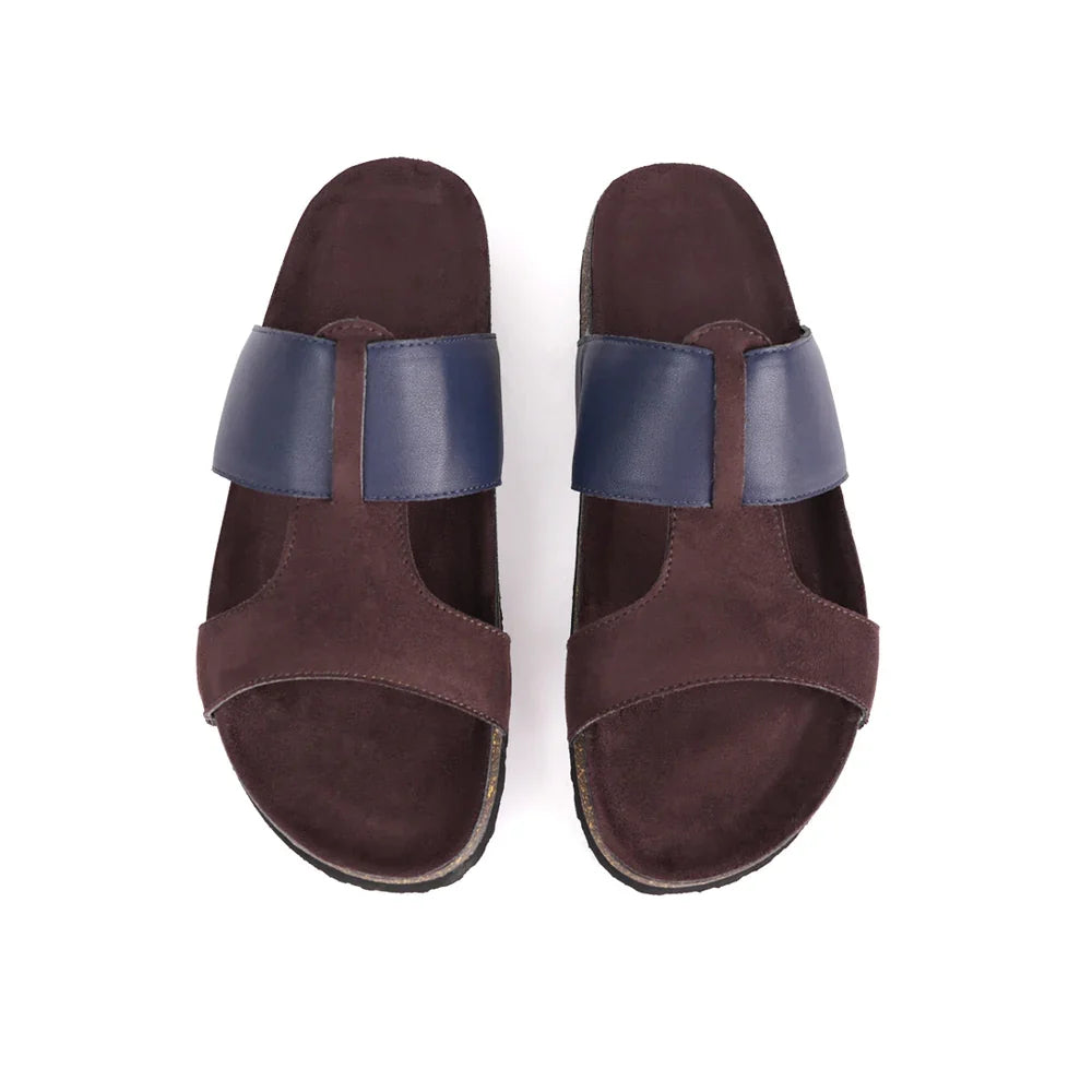 Cork Cross Strap Sandals - Brown and