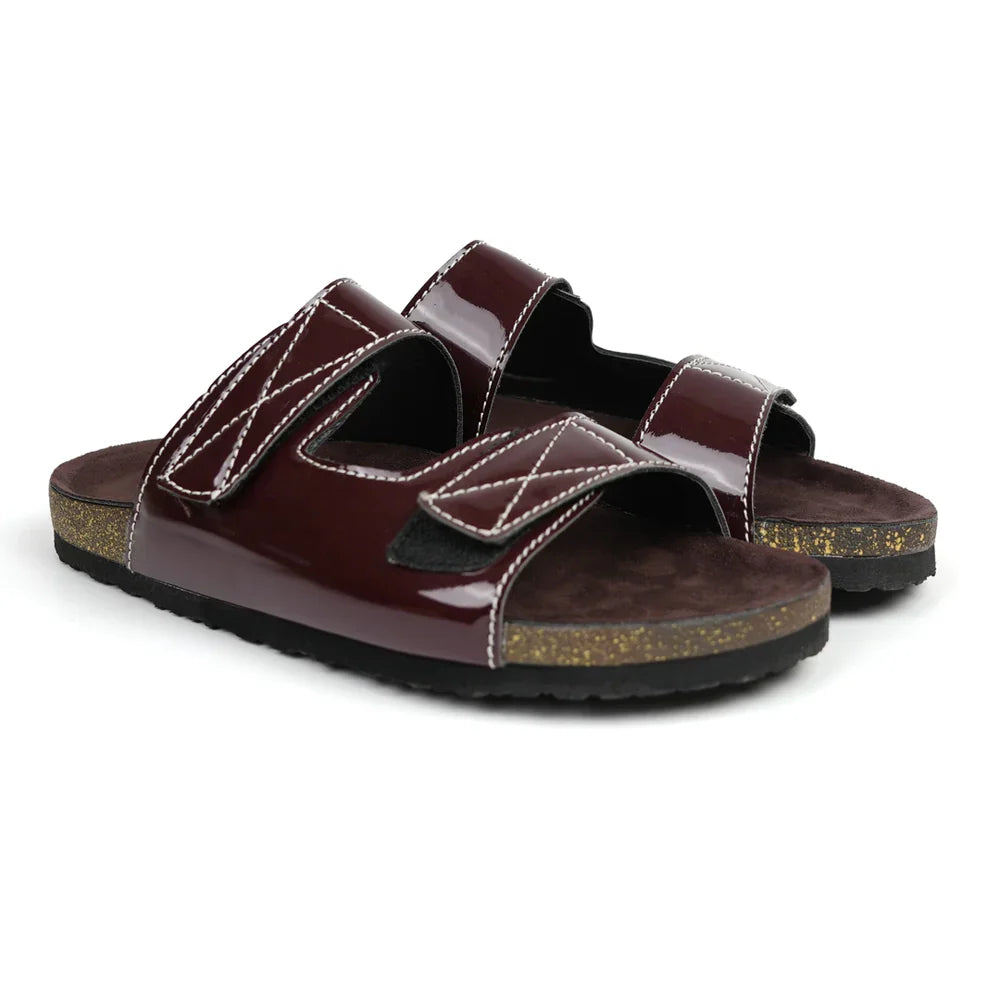 Cork Dual-Straps Sandals - Glossy