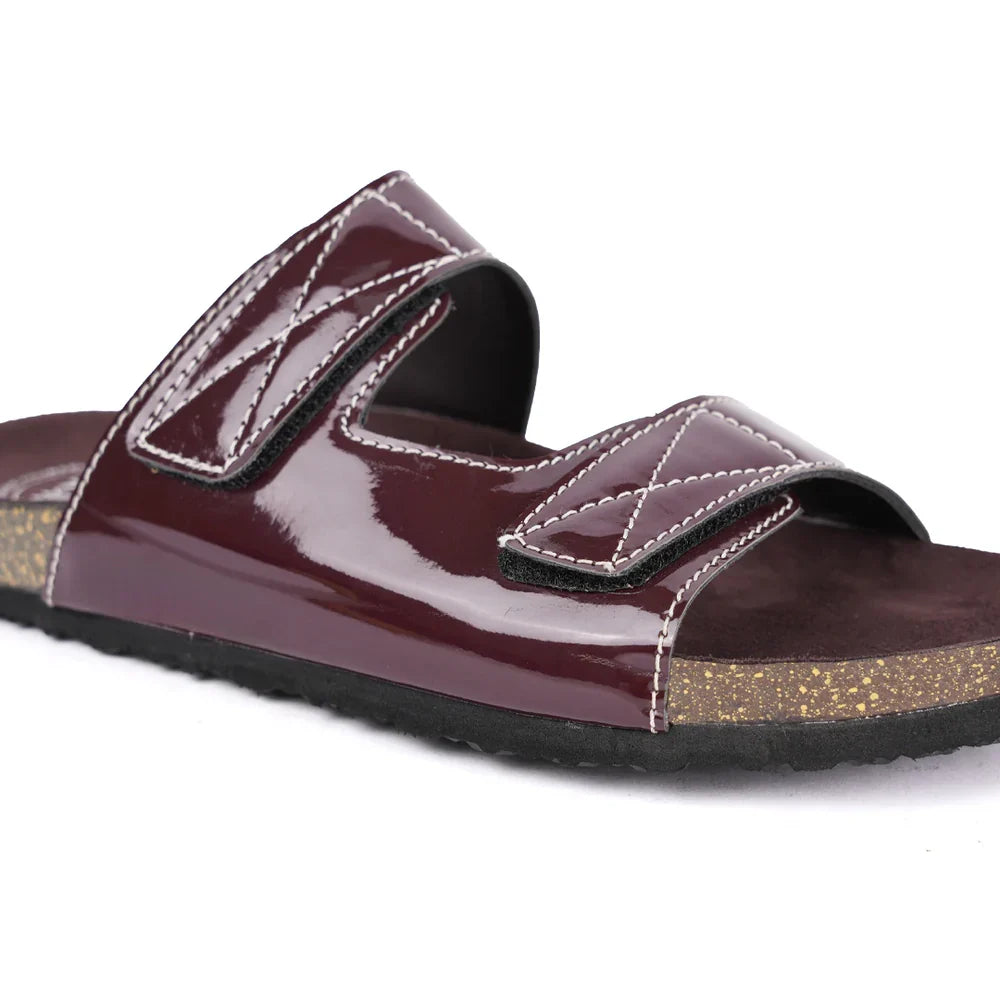 Cork Dual-Straps Sandals - Glossy