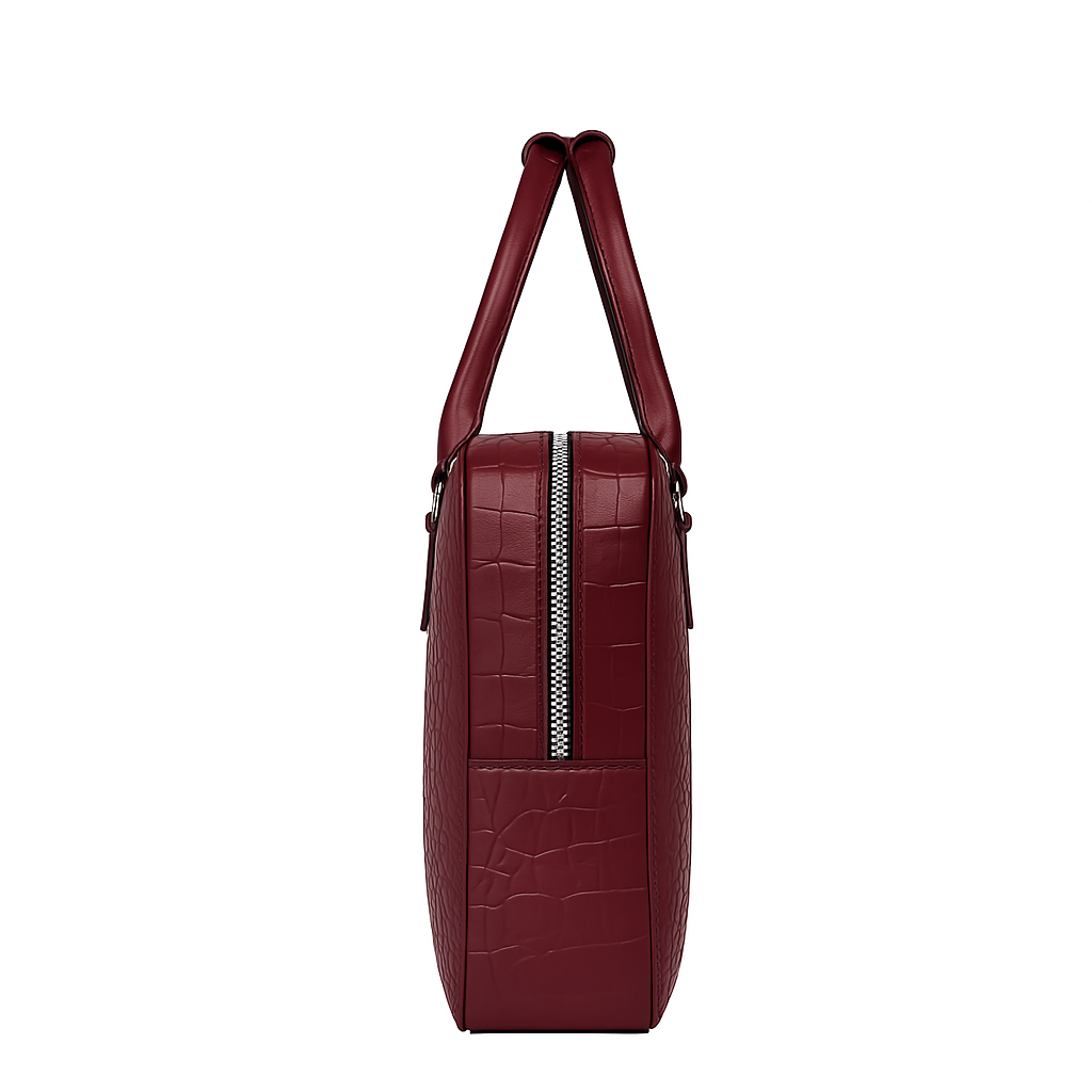 Italian Croco Leather Textured Briefcase Burgundy Edition
