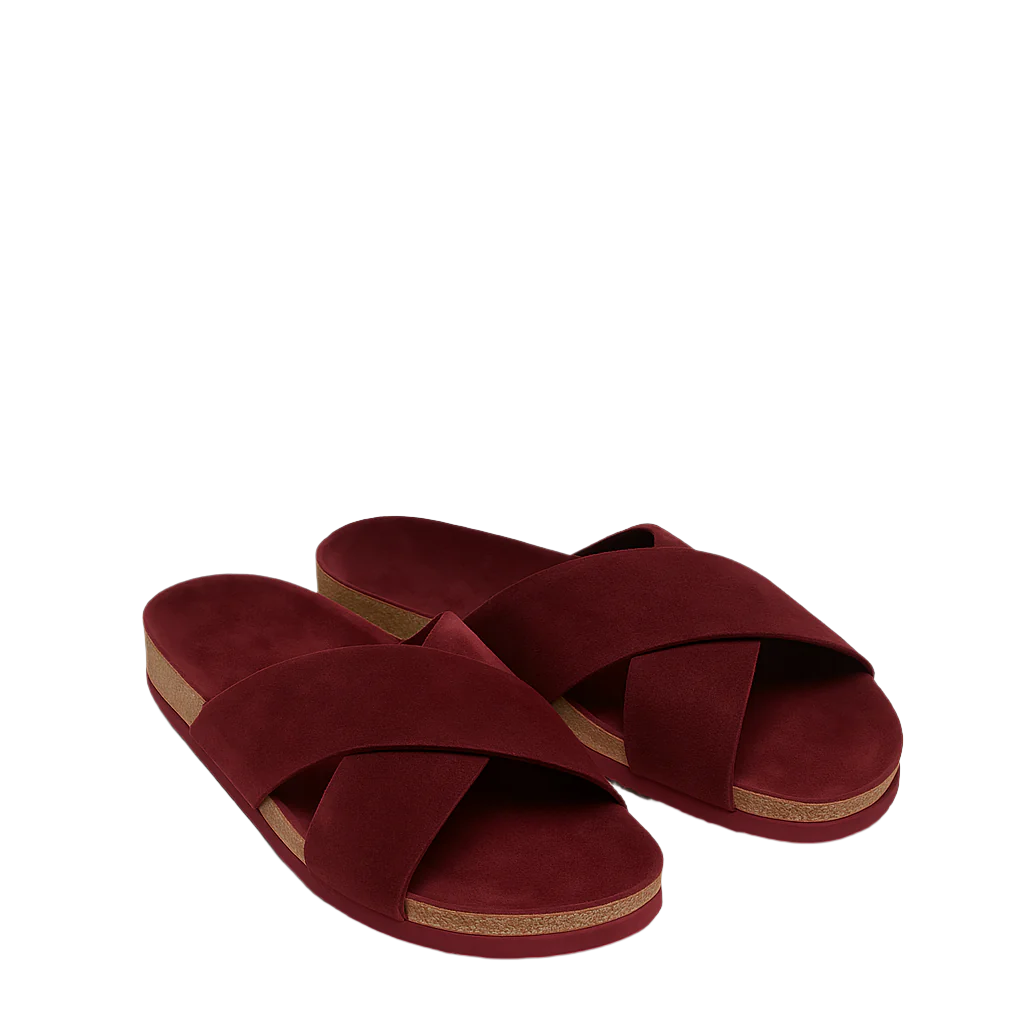 Men's Cross Strap Suede Comfort Slipper
