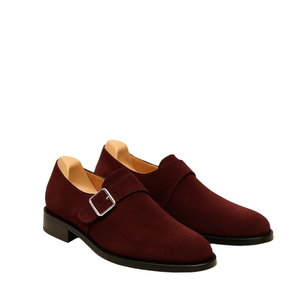 Men s Handcrafted Suede Single Strap Monk Shoe