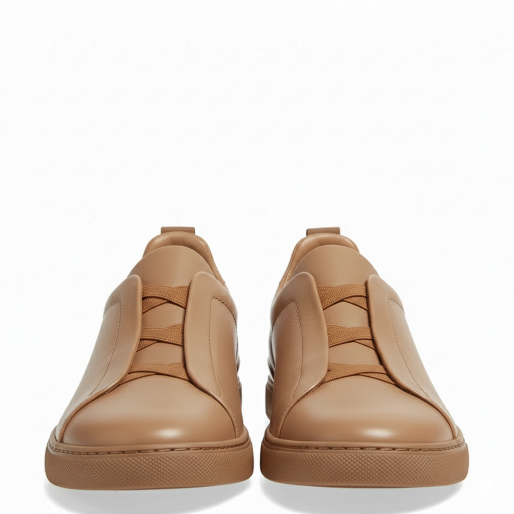 Noir Triple Stitch Leather Sneaker
