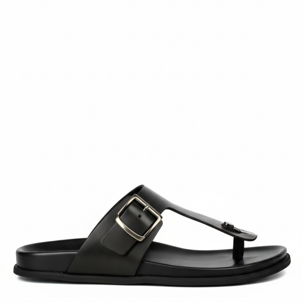 Men Slip On Leather Buckle Sandal