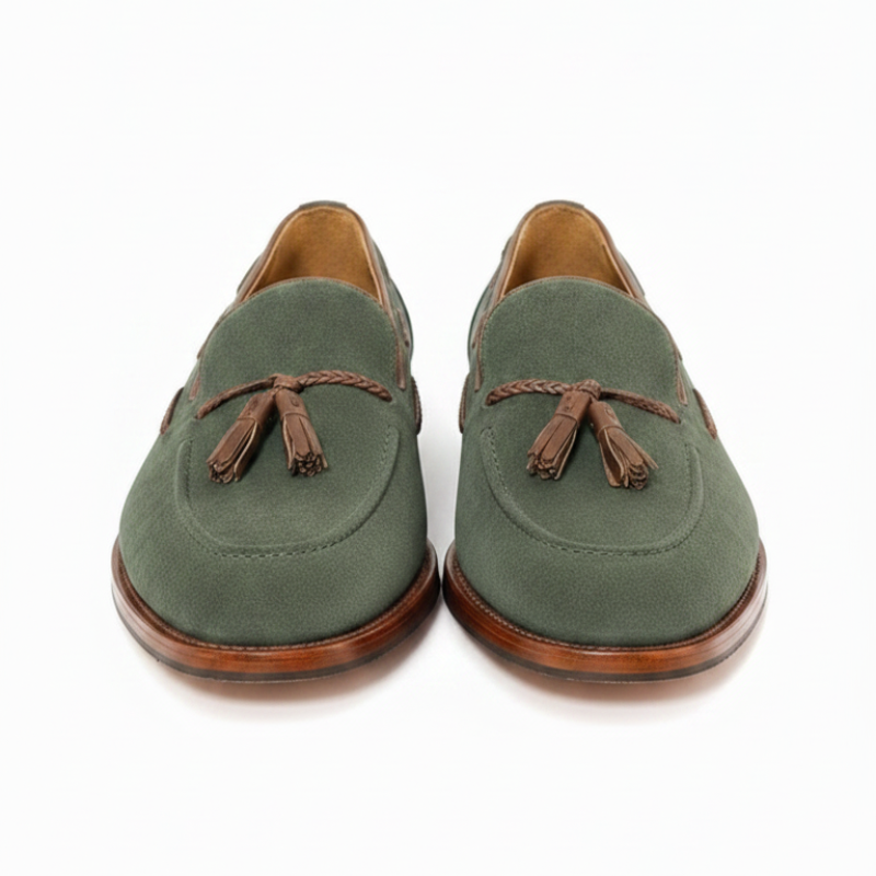 Braided Charm Italian Suede Tassel Loafers